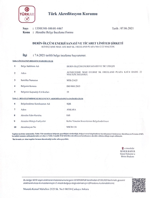 Türk Akreditasyon Belgesi